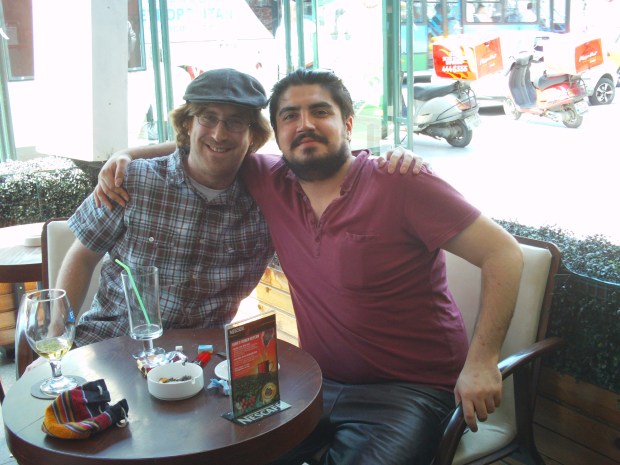 with Murat at a street cafe in Istanbul